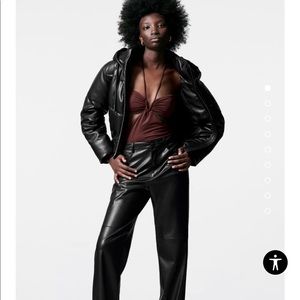 ZARA Feux Leather Puffer Jacket